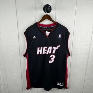 Y2K Adidas Miami Heat Dwayne Wade NBA Number 3 Basketball Jersey Size XX-Large
